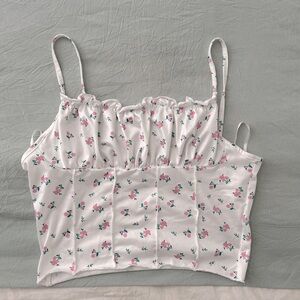 Dainty floral crop tank. Worn once.  Size: US medium but fits like a small.